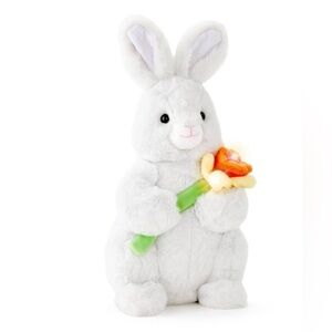 White Plush Bunny with Orange Flower